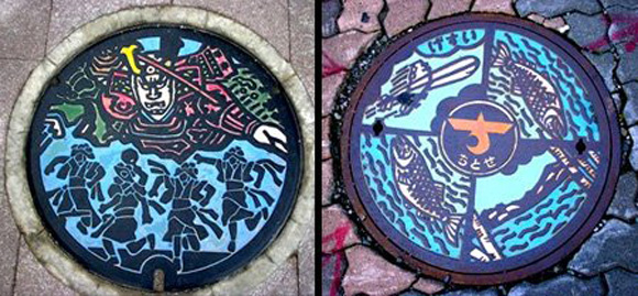 3 Japanese manhole covers