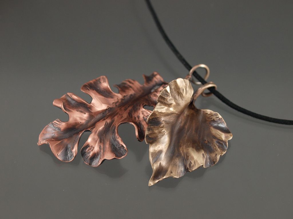leaf jewelry copper bronze4 Copper and Bronze Leaf Jewelry Steel Artwork